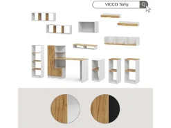 Estantería roble blanco/dorado 40x30x120 tomy
