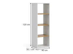 Estantería roble blanco/dorado 40x30x120 tomy