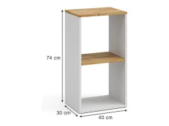 Estantería roble blanco/dorado 40x30x74 tomy