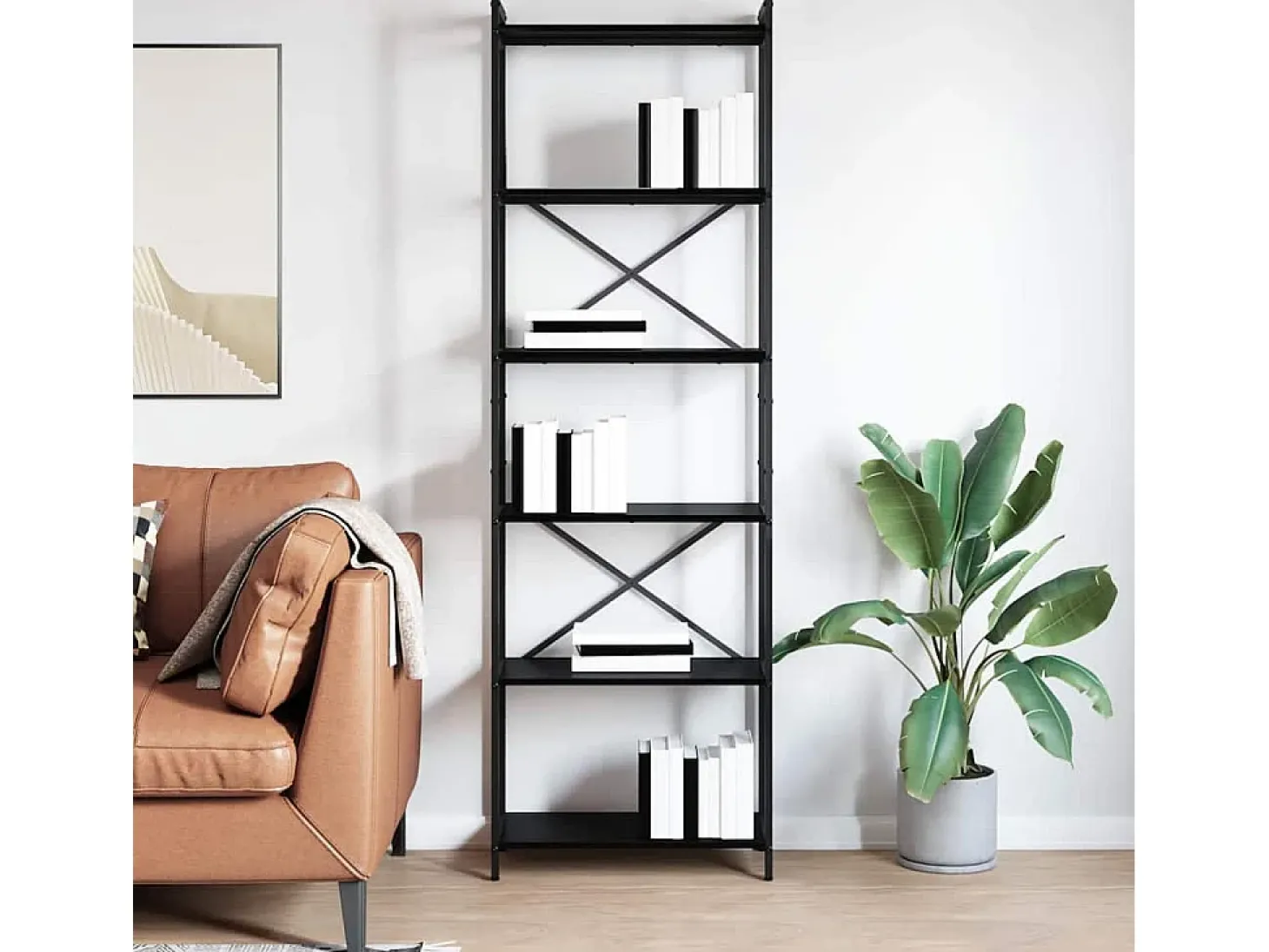 Estantería Roble negro 60 x 30 x 188 cm Madera contrachapada