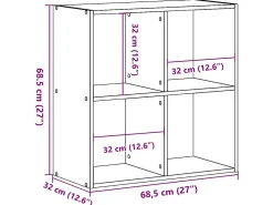 Estantería Roble negro 68.5 x 32 x 68.5 cm Madera contrachapada