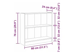 Estantería Roble negro 80 x 24 x 76 cm Madera contrachapada
