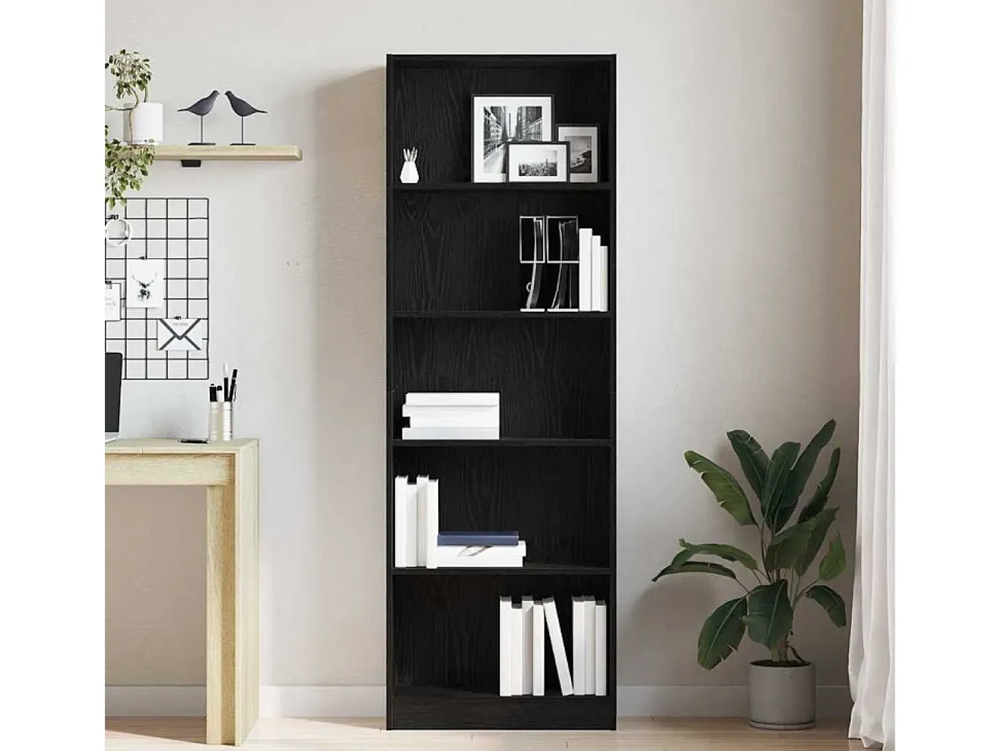 Estantería Roble negro 60 x 24 x 176 cm Madera contrachapada