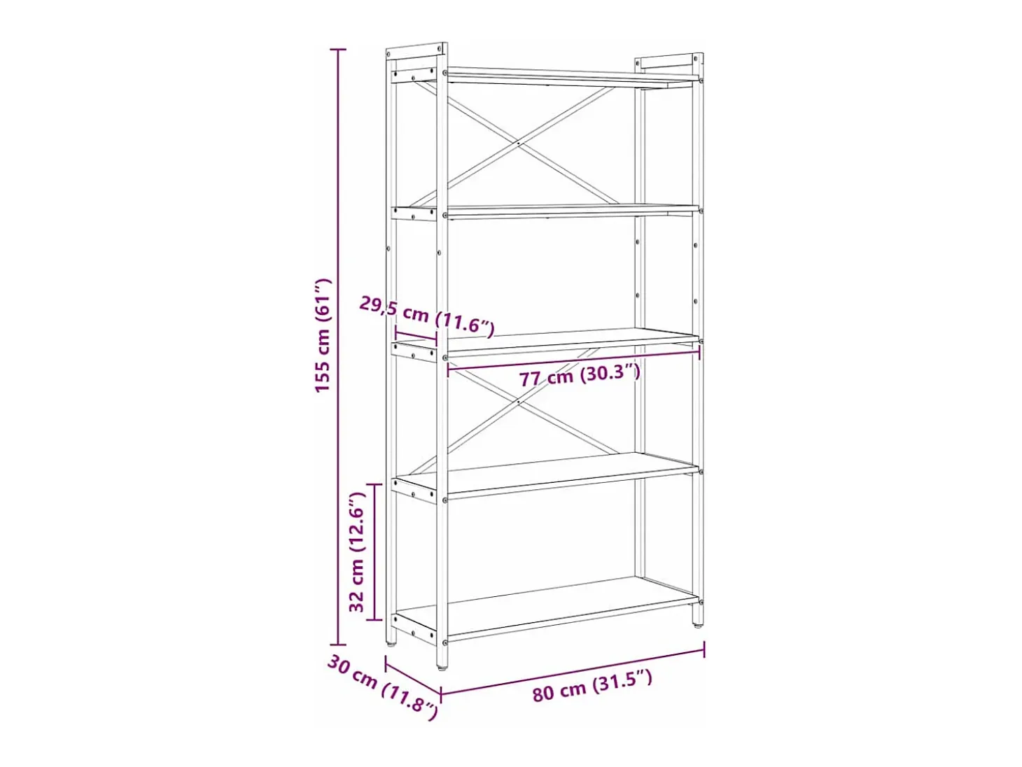 Estantería Roble Sonoma 80 x 30 x 153 cm Madera contrachapada