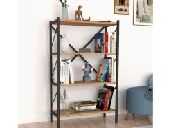 Estantería Salón Rus 4 Estantes Negro/Roble Safir 66x121x34 cm