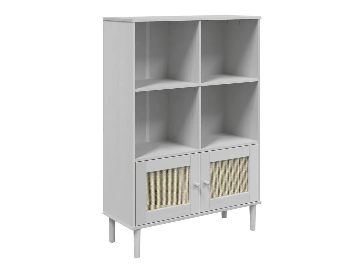 Estantería SENJA aspecto ratán madera pino blanco 90x35x130 cm
