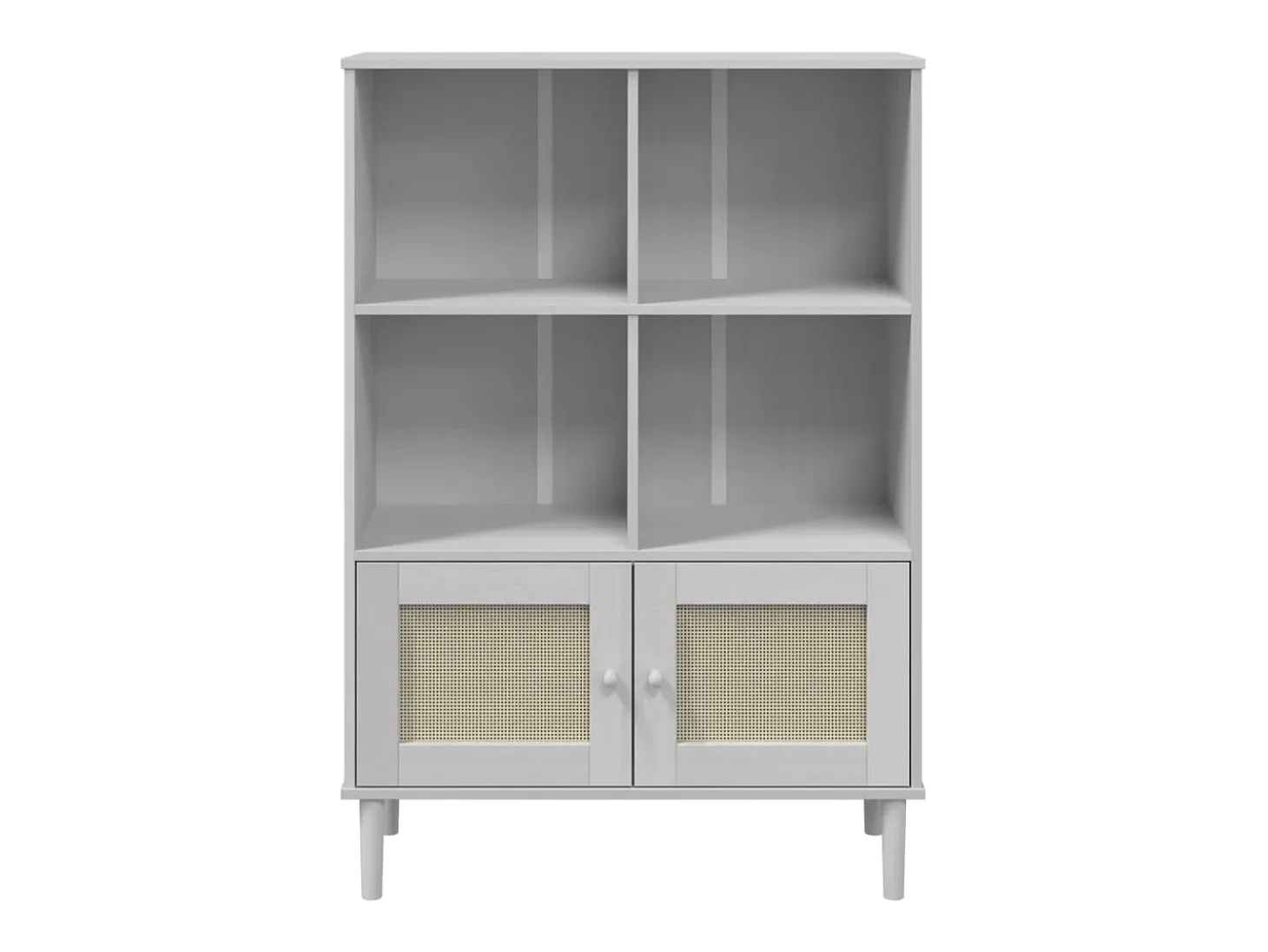 Estantería SENJA aspecto ratán madera pino blanco 90x35x130 cm