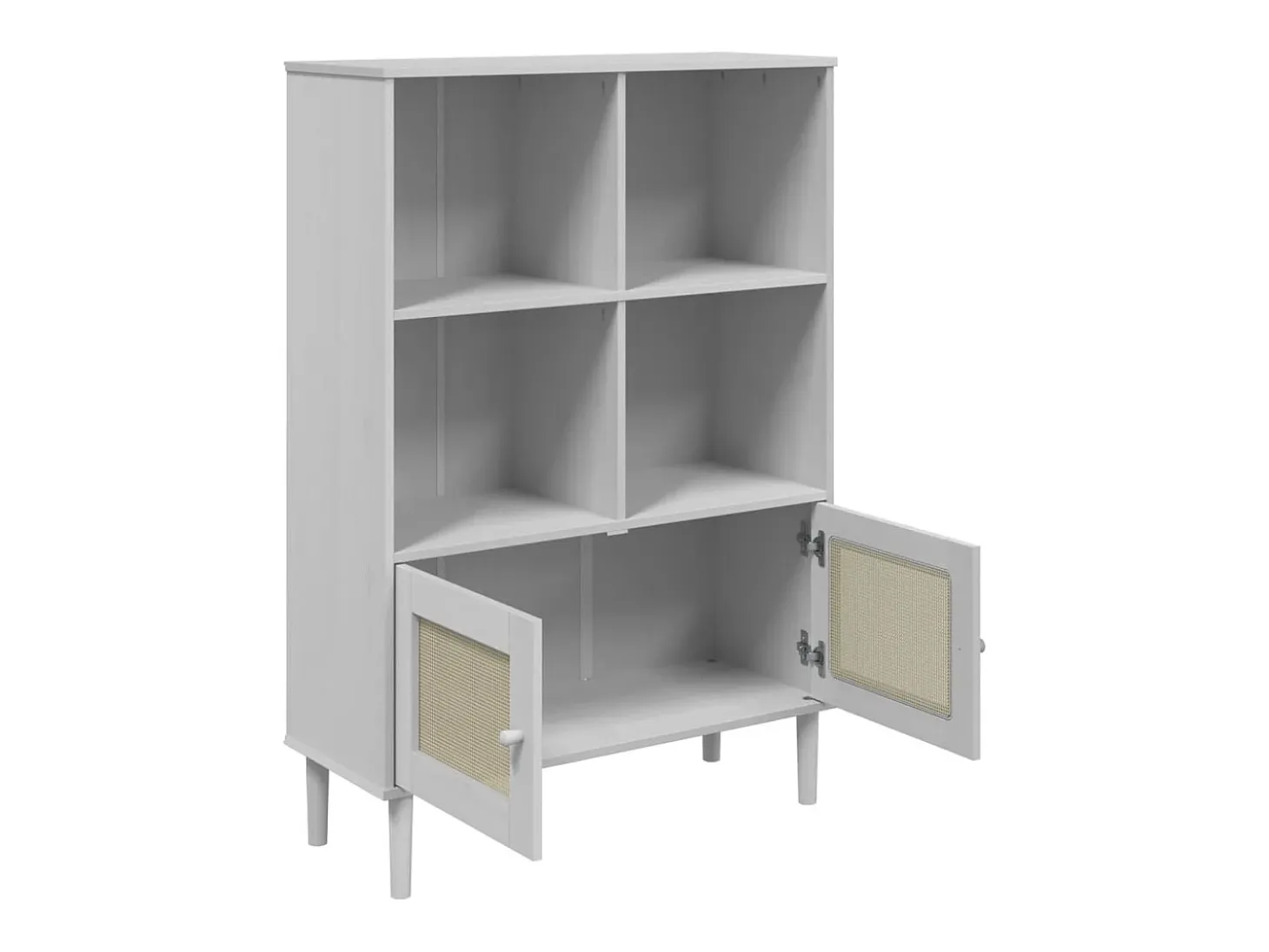 Estantería SENJA aspecto ratán madera pino blanco 90x35x130 cm