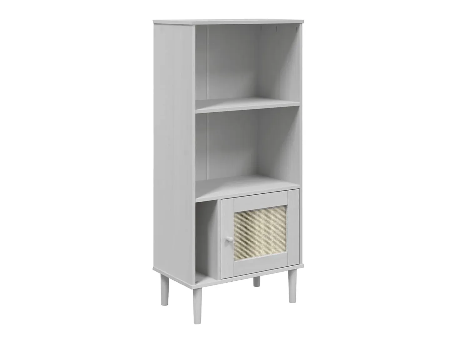 Estantería SENJA aspecto ratán madera pino blanco 60x35x130 cm
