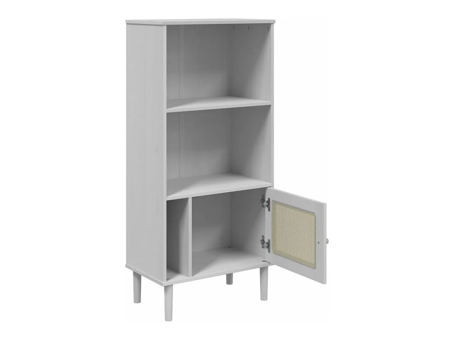 Estantería SENJA aspecto ratán madera pino blanco 60x35x130 cm