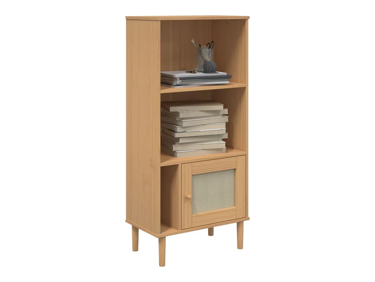 Estantería SENJA aspecto ratán madera pino marrón 60x35x130 cm