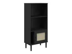 Estantería SENJA aspecto ratán madera pino negro 60x35x130 cm
