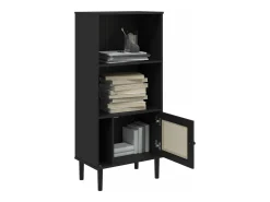 Estantería SENJA aspecto ratán madera pino negro 60x35x130 cm