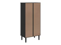 Estantería SENJA aspecto ratán madera pino negro 60x35x130 cm
