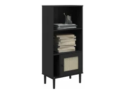 Estantería SENJA aspecto ratán madera pino negro 60x35x130 cm