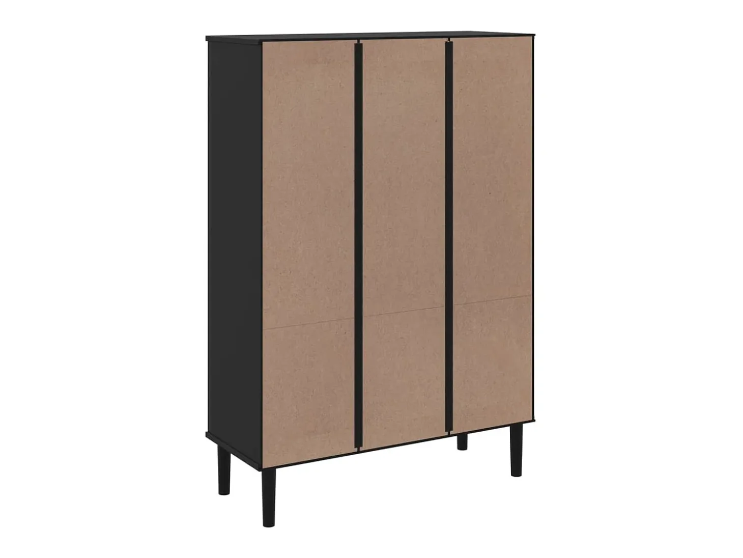 Estantería SENJA aspecto ratán madera pino negro 90x35x130 cm