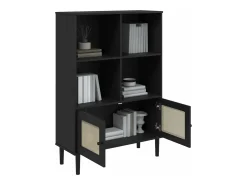 Estantería SENJA aspecto ratán madera pino negro 90x35x130 cm