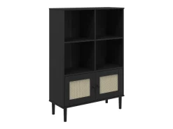 Estantería SENJA aspecto ratán madera pino negro 90x35x130 cm