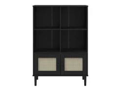 Estantería SENJA aspecto ratán madera pino negro 90x35x130 cm