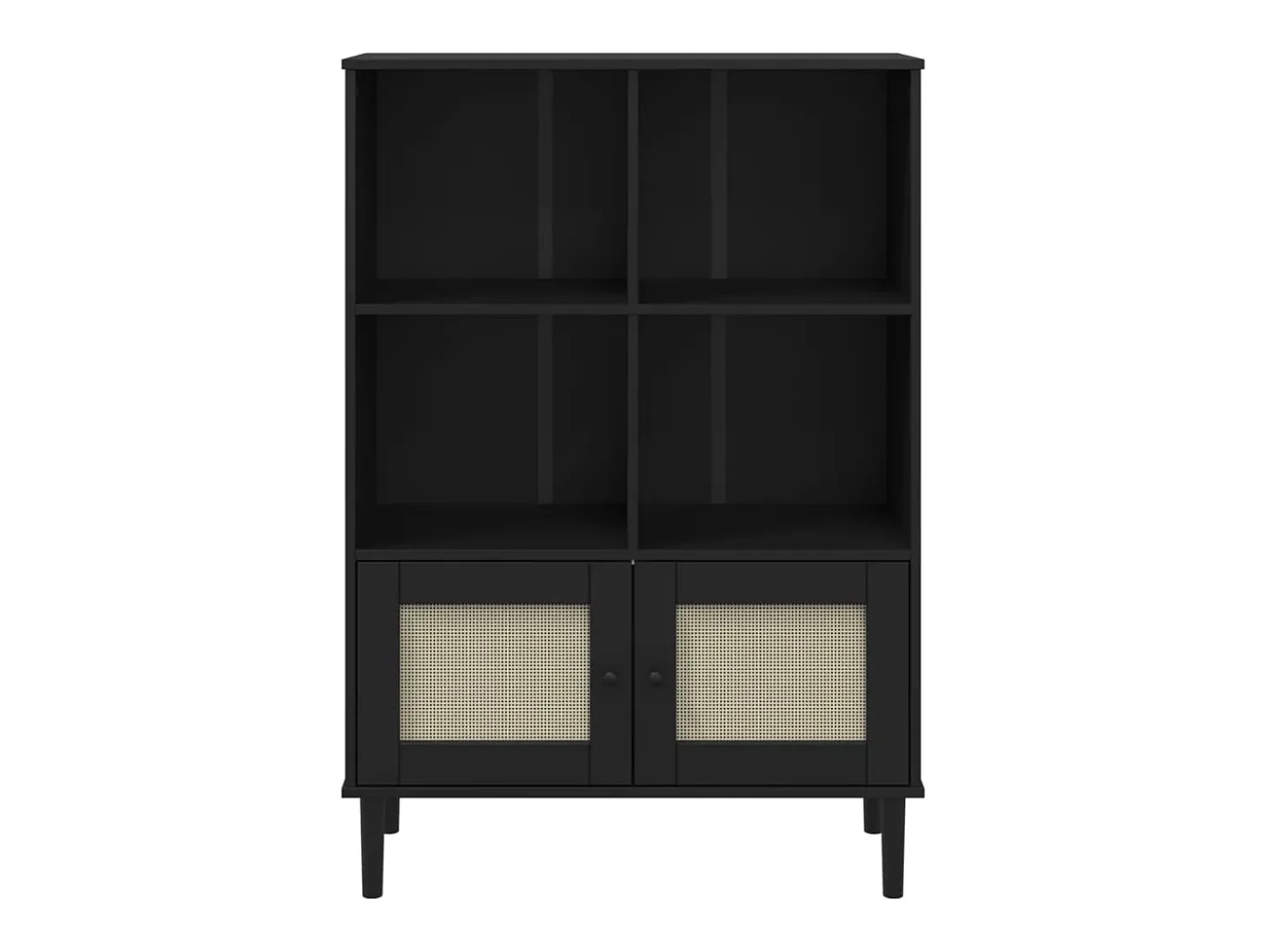 Estantería SENJA aspecto ratán madera pino negro 90x35x130 cm