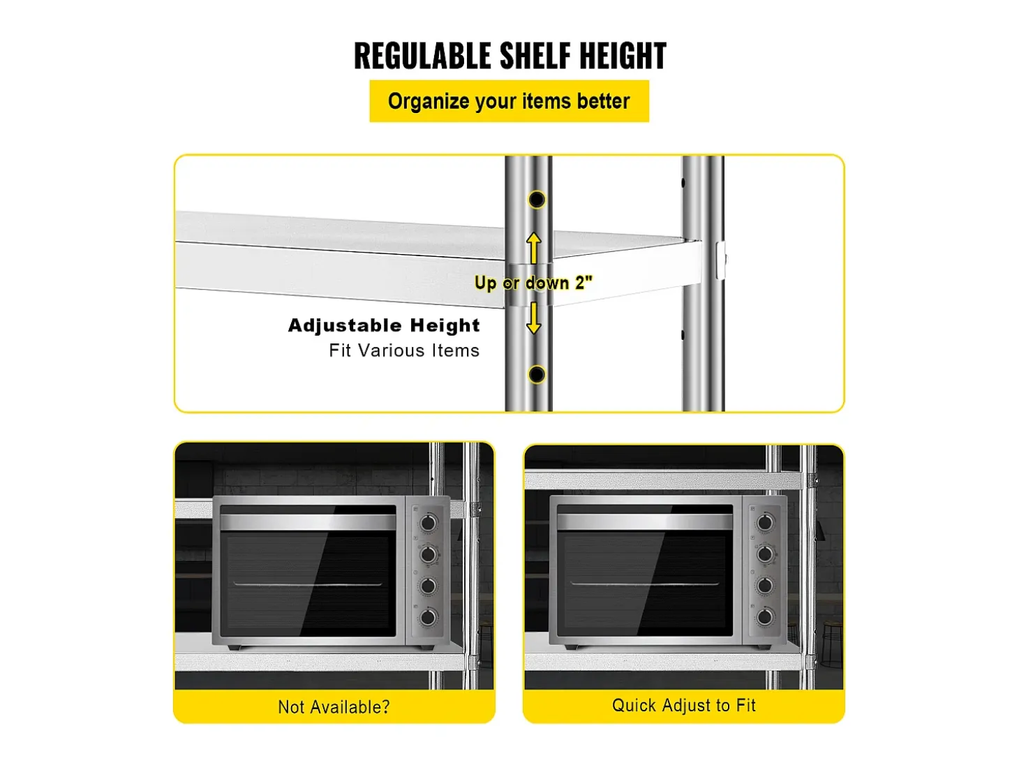 Estantería SucceBuy de Acero Inoxidable, 4 Estantes, 122 x 48 x 150 CM, Capacidad de Carga 600 KG