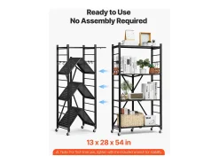 Estantería SucceBuy Plegable Móvil, 4 Niveles, Estantería Plegable con Ruedas, 71x33x137 cm, Metal Robusto, Carga Estática 340 kg Dinámica 90,7 kg