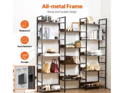 Estantería SucceBuy, Rústica de Metal con 14 Niveles para Salón, Dormitorio y Oficina
