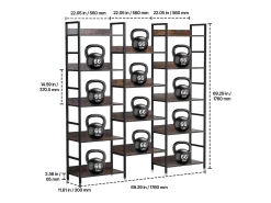 Estantería SucceBuy, Rústica de Metal con 14 Niveles para Salón, Dormitorio y Oficina
