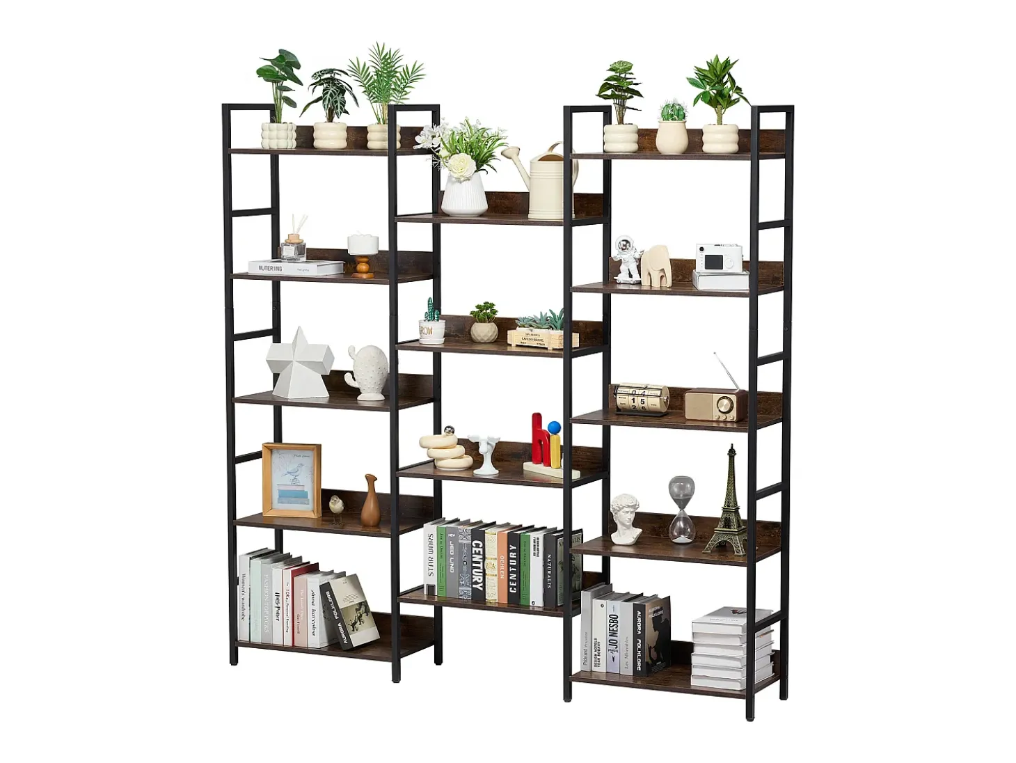 Estantería SucceBuy, Rústica de Metal con 14 Niveles para Salón, Dormitorio y Oficina