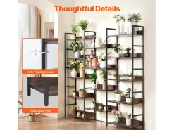 Estantería SucceBuy, Rústica de Metal con 14 Niveles para Salón, Dormitorio y Oficina