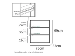 Estantería-4 tres estantes acabado roble gold, 99.5 cm(alto) 75.5 cm(ancho) 33 cm(fondo).