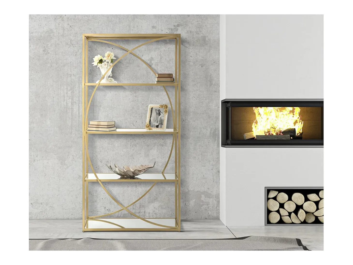 Estantería VKH219, Oro, 90x38x180 cm, Kendra Home