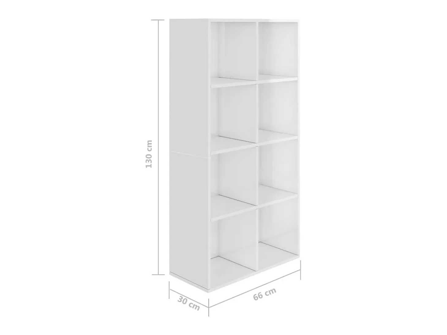 Estantería/Aparador contrachapada blanco brillo 66x30x130 cm