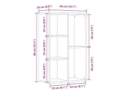 Estantería/Aparador madera contrachapada roble humo 50x25x80 cm