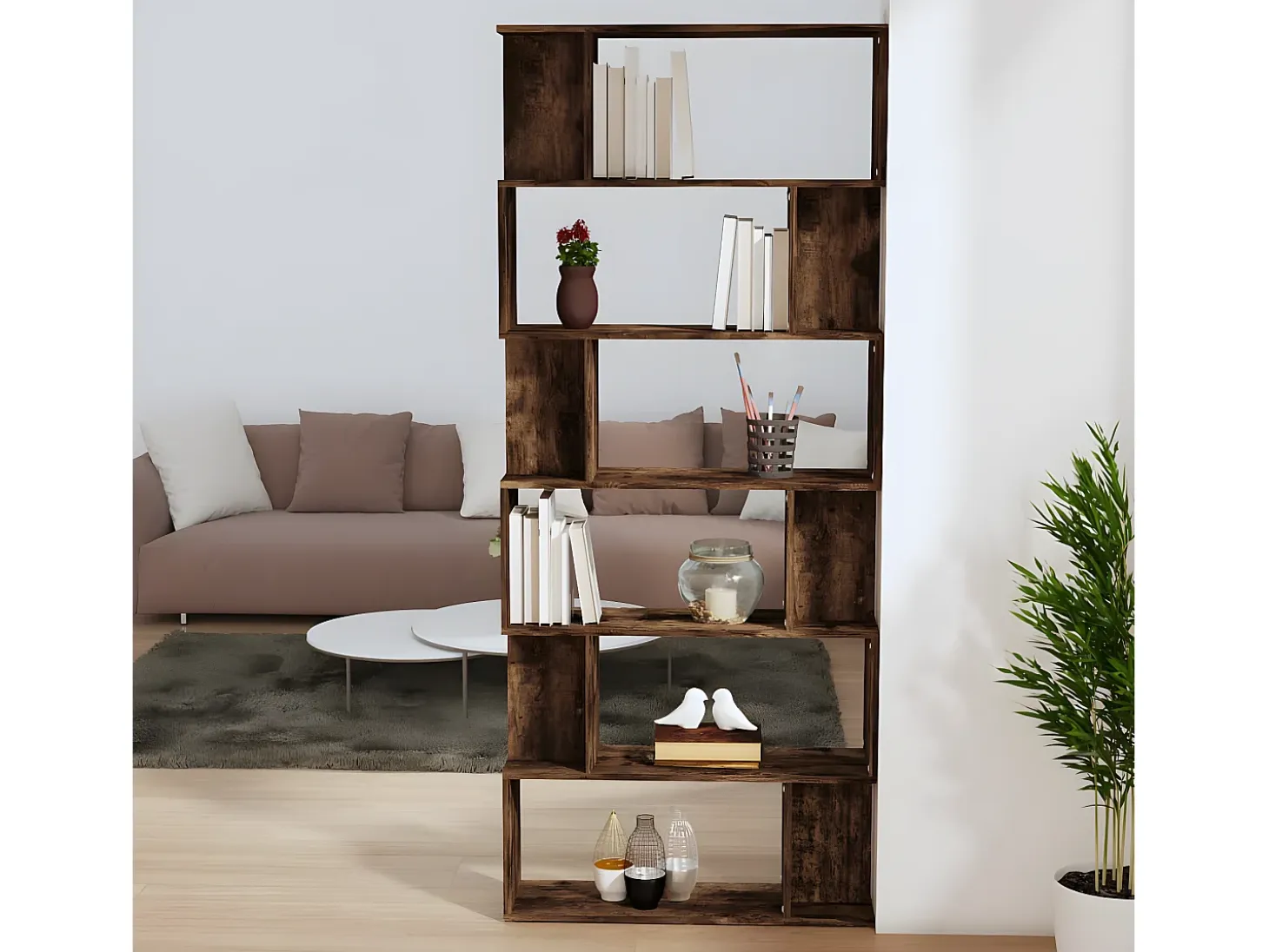 Estantería/Biombo madera aglomerada roble ahumado 80x24x192 cm