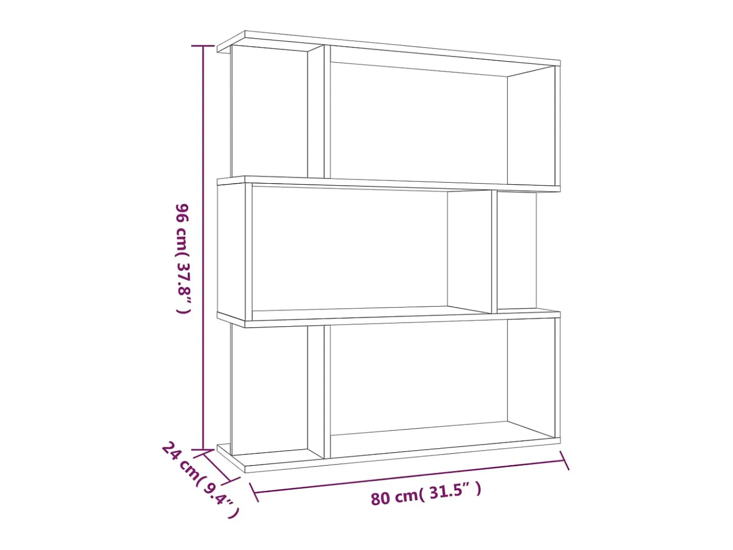 Estantería/Biombo madera contrachapada marrón roble 80x24x96 cm