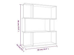 Estantería/Biombo madera contrachapada gris Sonoma 80x24x96 cm