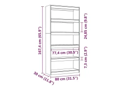 Estantería/divisor de espacios madera pino blanco 80x30x167,4cm
