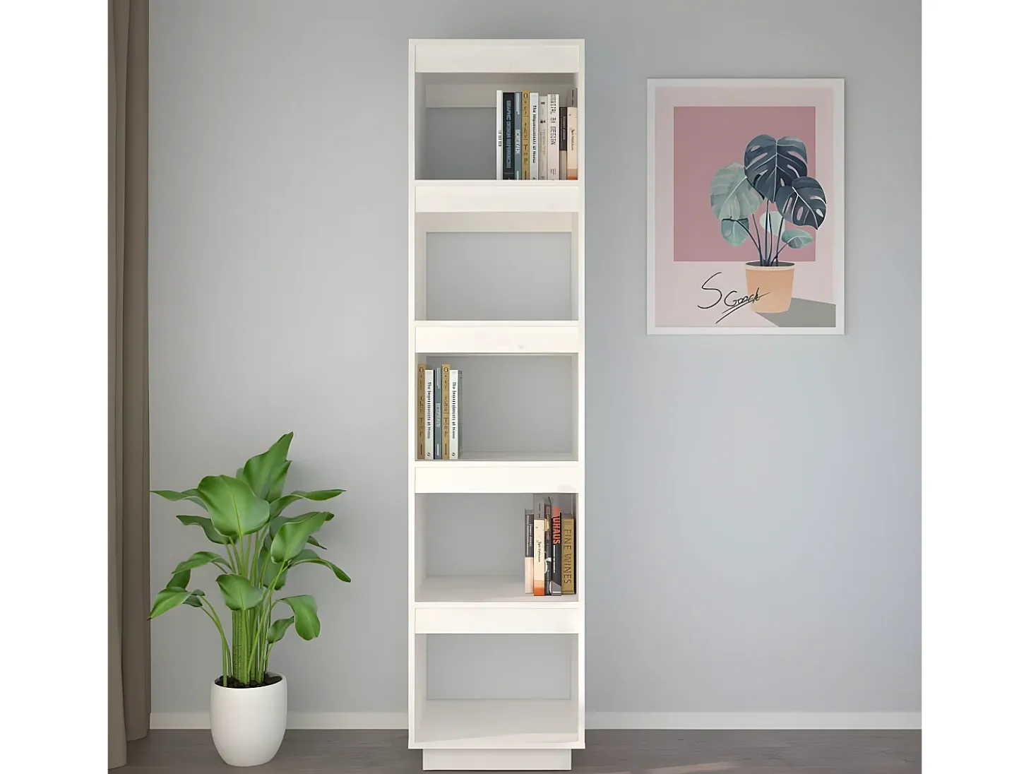 Estantería/divisor de espacios madera pino blanco 40x35x167 cm