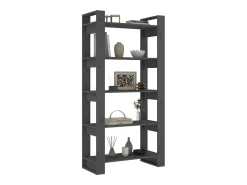 Estantería/divisor de espacios madera maciza gris 80x35x160 cm