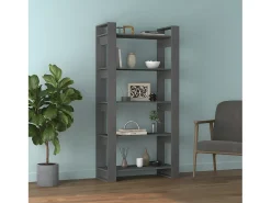 Estantería/divisor de espacios madera maciza gris 80x35x160 cm