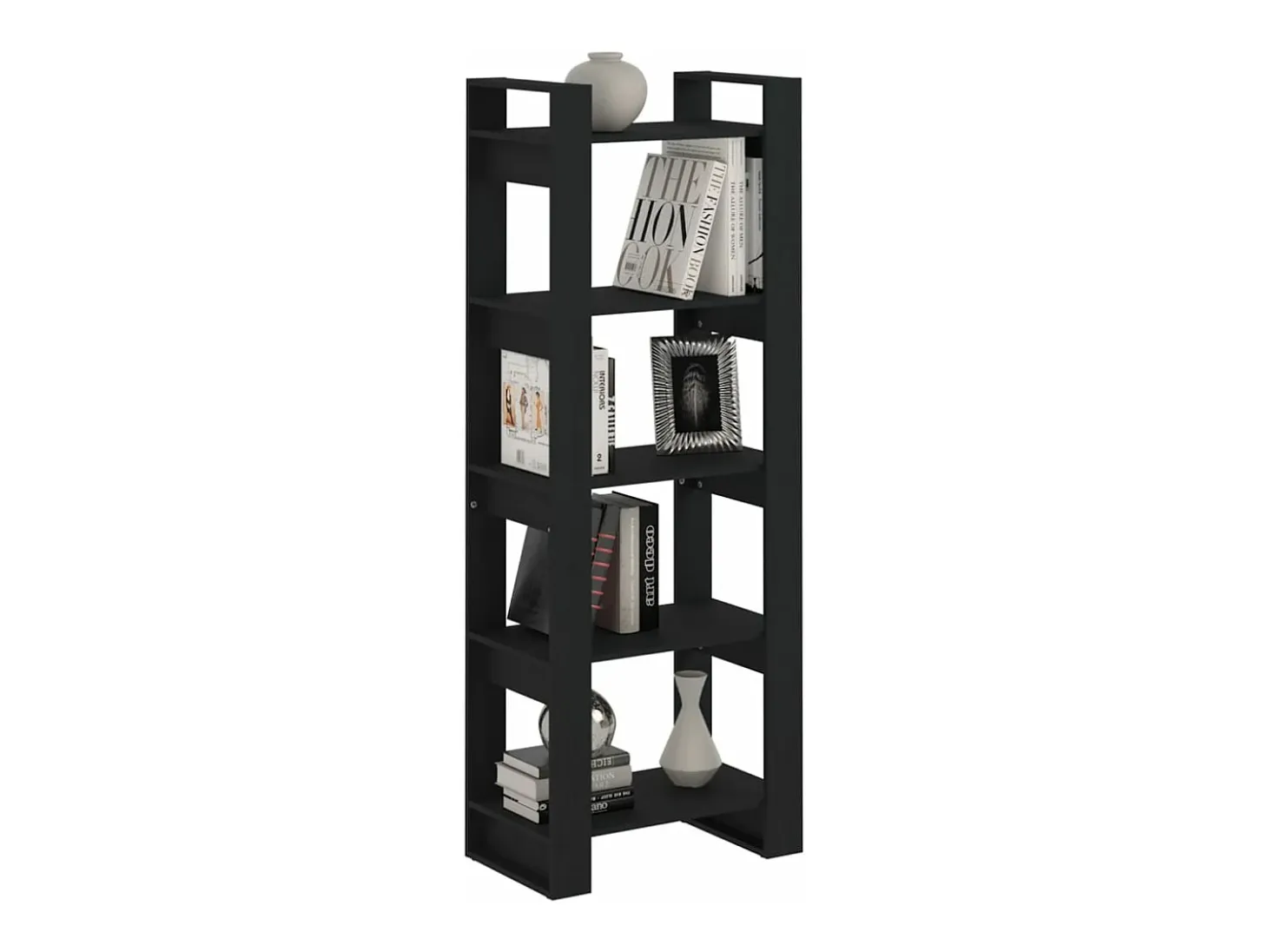 Estantería/divisor de espacios madera maciza negro 60x35x160 cm