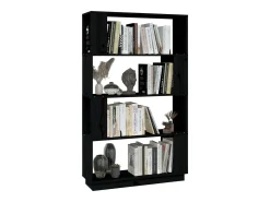 Estantería/divisor de espacios madera pino negro 80x25x132 cm