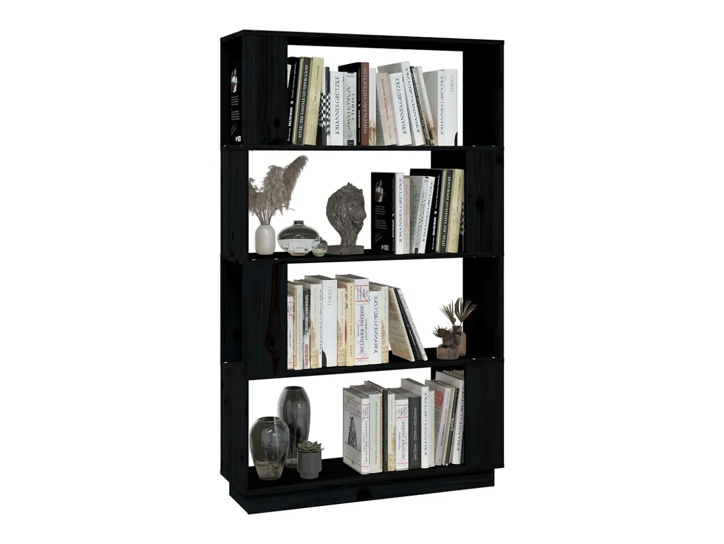 Estantería/divisor de espacios madera pino negro 80x25x132 cm