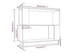 Estantería/divisor de espacios madera de pino blanco 80x25x70cm