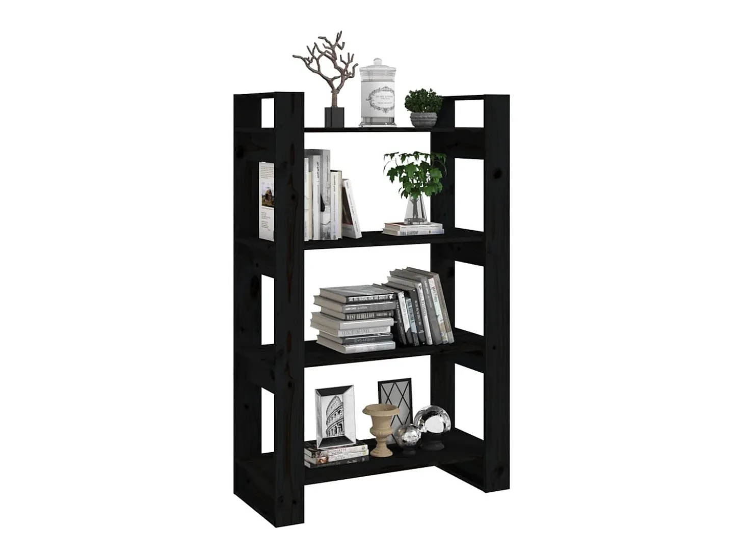 Estantería/divisor de espacios madera pino negro 80x35x125 cm