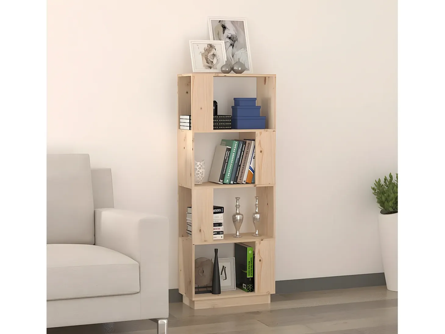 Estantería/divisor de espacios madera maciza pino 51x25x132 cm