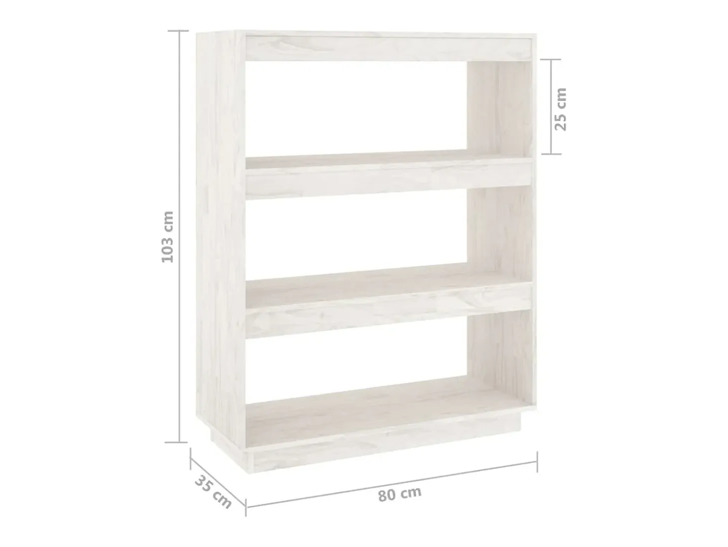 Estantería/divisor de espacios madera pino blanco 80x35x103 cm