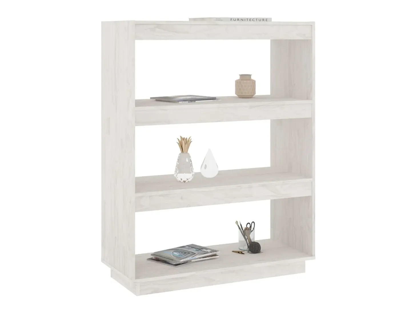 Estantería/divisor de espacios madera pino blanco 80x35x103 cm