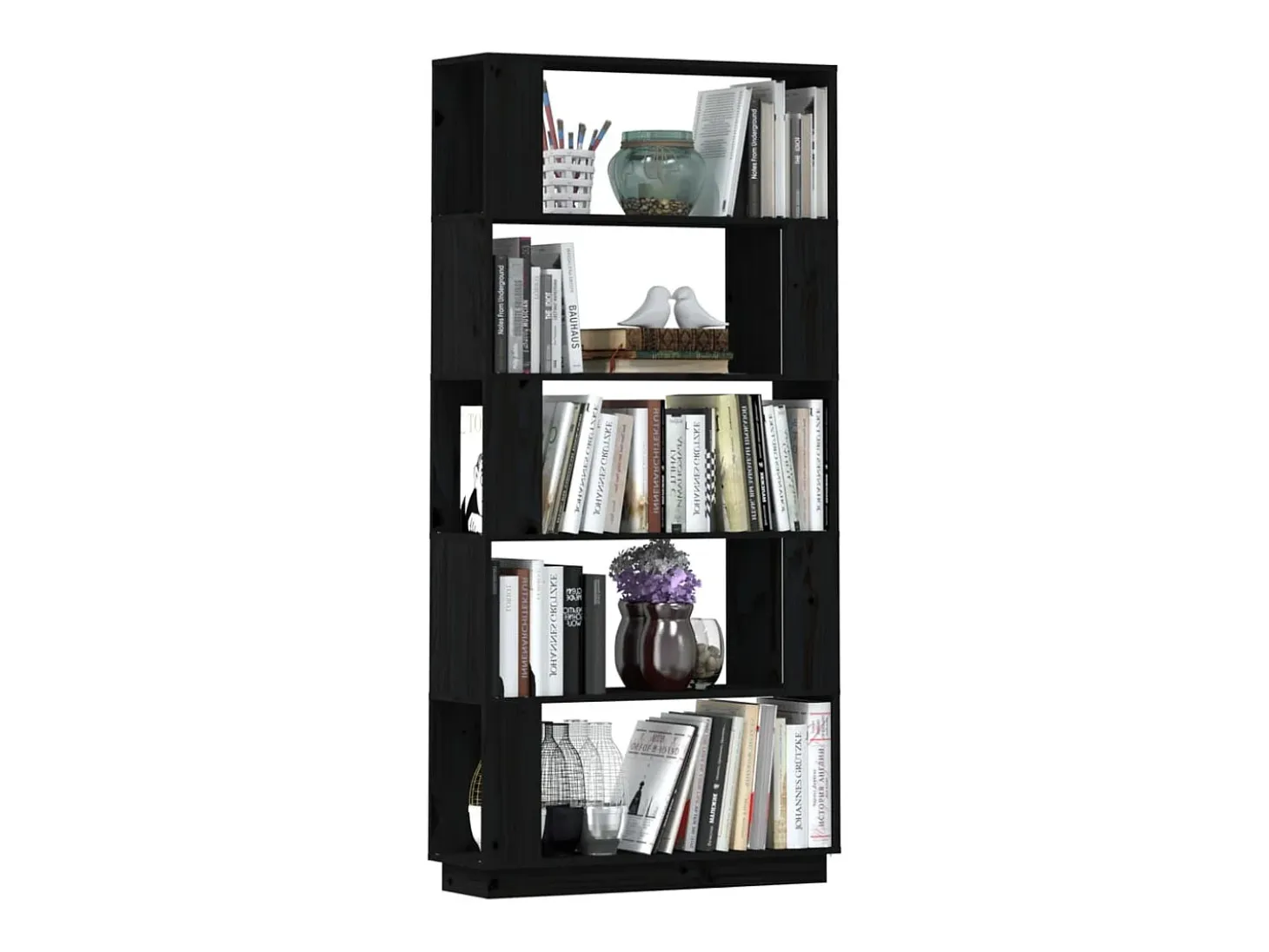 Estantería/divisor de espacios madera pino negro 80x25x163,5 cm